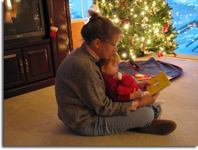 Reading a book with Grandma Lanette